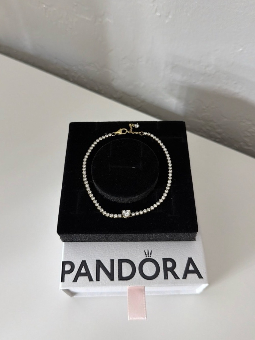Pandora Gold Heart Tennis Bracelet